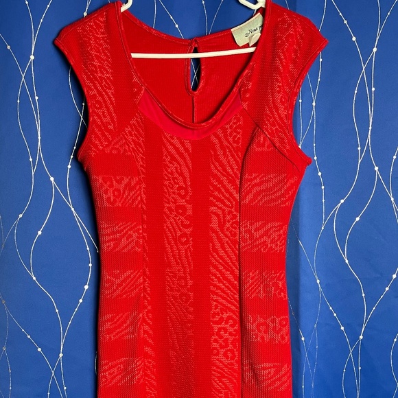 Red Leopard Print Pencil Dress, Size Medium! - Picture 2 of 8